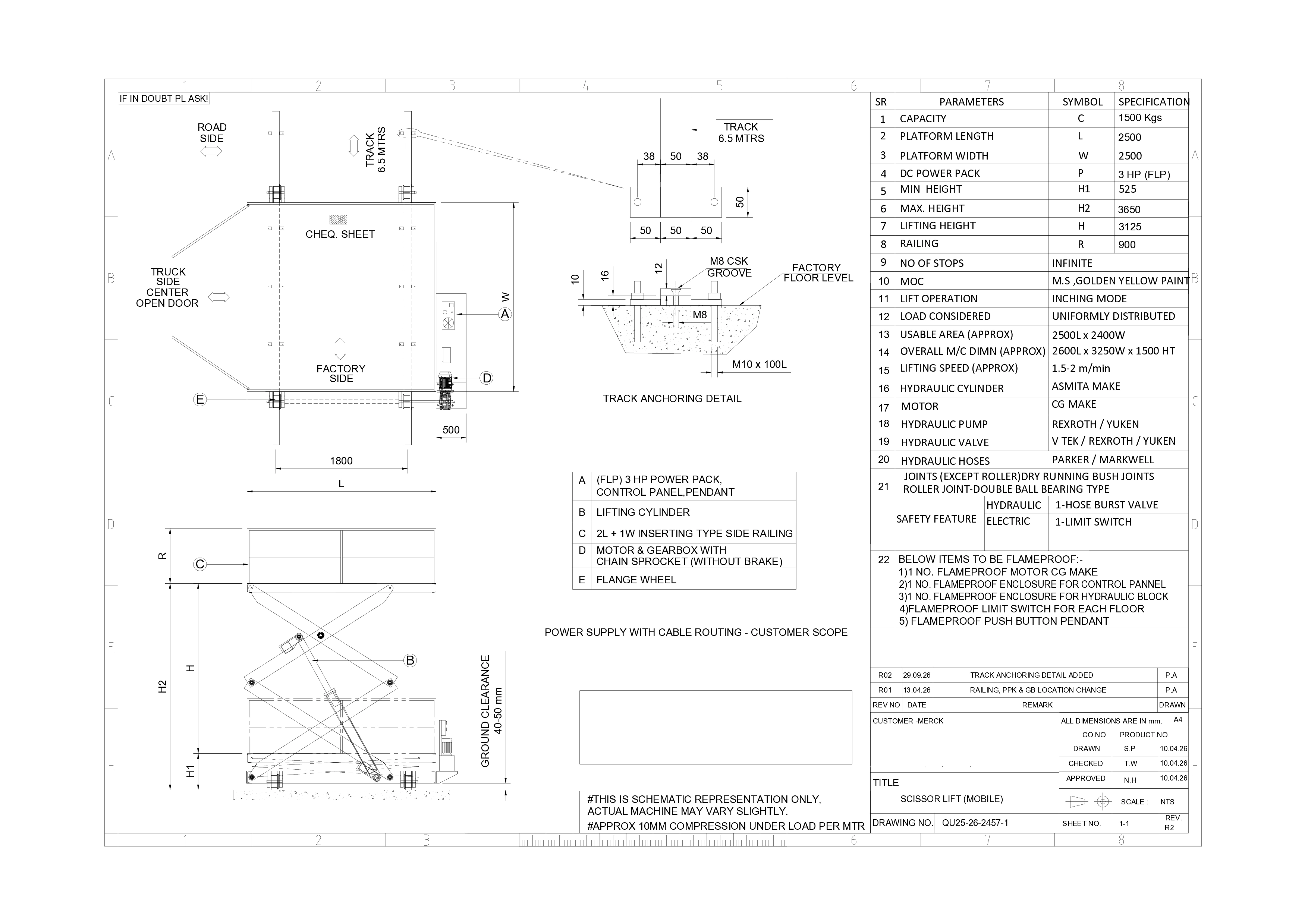 Mobile Scissor Lift GA Drawing